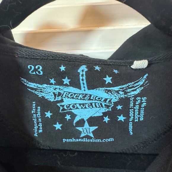 Rock & Roll Cowgirl Bling Full-Zip Hoodie Sweatshirt – Black – Size XXL (2X) - Picture 4 of 7